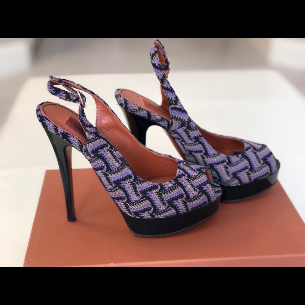 New Missoni Slingback Pumps with Box & Bag 37 1/2